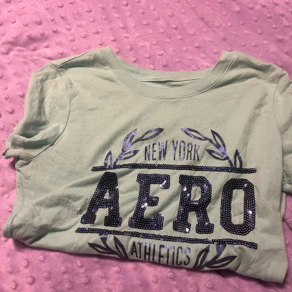 Y2k aeropostale mint green fitted tee logo - Picture 1 of 2